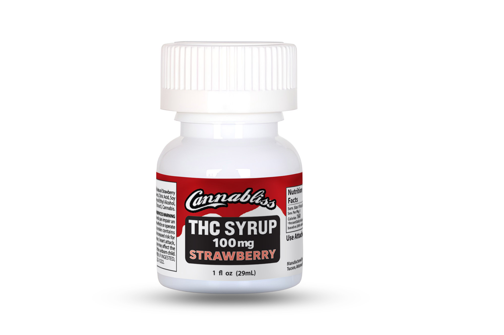 Cannabliss Strawberry Syrup 100mg - Halo Infusions & Extractions, LLC