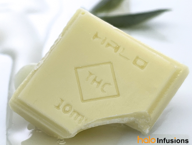 Edibles white chocolate canna confections bar Errl Cup Winner halo infusions cannabis infused
