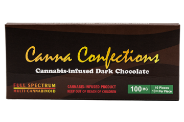 Canna Confections 100mg Dark Chocolate Bar stock photo - Halo Infusions