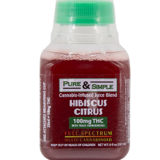 Pure Simple Hibiscus Citrus Juice with dosing cup - STOCK - Halo Infusions2. tucson edibles