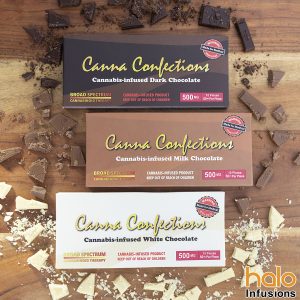 Halo Infusions, canna confections, 50mmg chocolate, made for medical