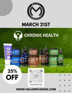 specials 25% off on all chronic health products, Halo Infusions