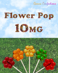 vibrant petals & bloom Canna Confections flower pops graphic Halo Infusions 10mg