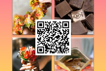 Canna Confections social media page follow for onsites, 100mg rice mellow, 100mg or 500mg chocolate, 10mg flower pop, 10mg vanilla caramels, Halo Infusions