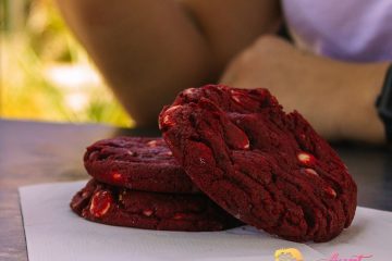 Indulge in the epitome Aunt Ellies Red Velvet Macadamia Nut Cookie