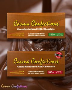 Rich, velvety smoothness Canna Confections milk chocolate 100mg 500mg, Halo Infusions