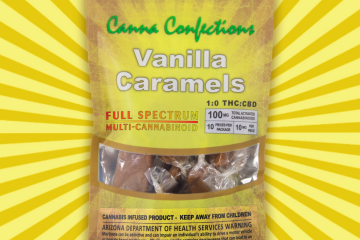 Positivity and Tranquility Canna Confections Vanilla Caramels 10 pack graphic Halo Infusions