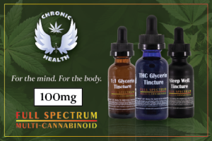 Chronic Health Rec Tinctures 100mg - Halo Infusions product card FRONT. tucson edibles