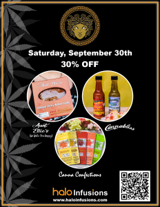 Medusa Farms September 30th 30 off on all Halo Infusios products. Tucson edibles