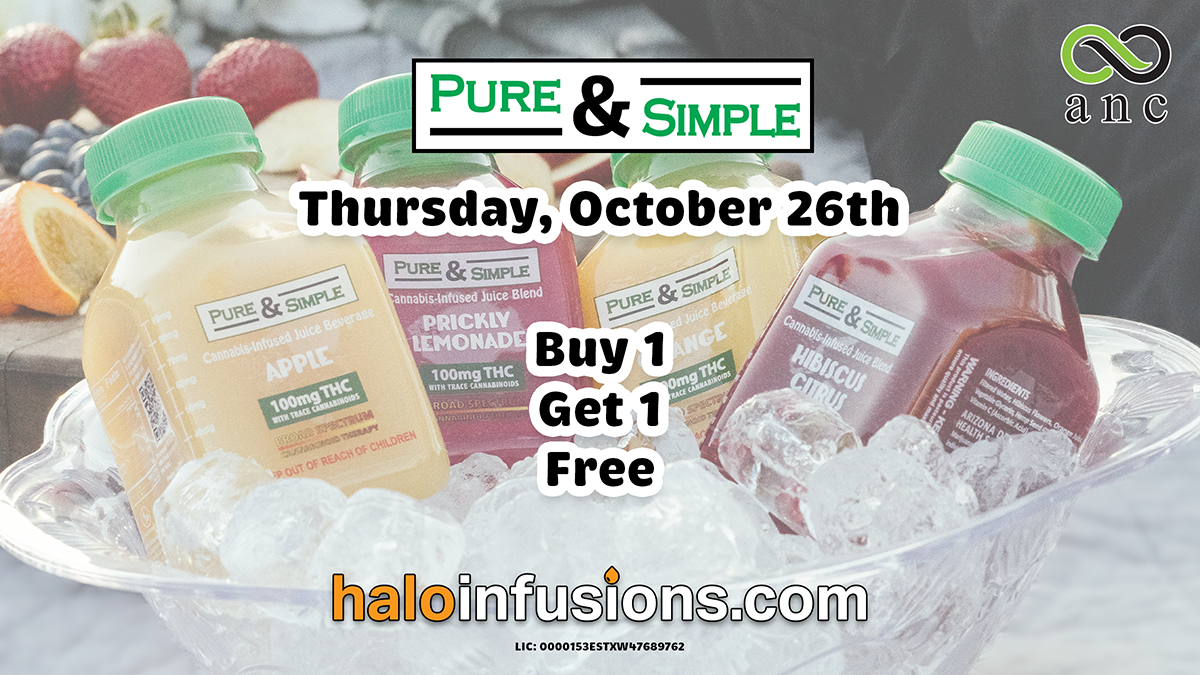October 2023 specials ANC Thursday October 26th BOGO on all Halo Infusions digital ad