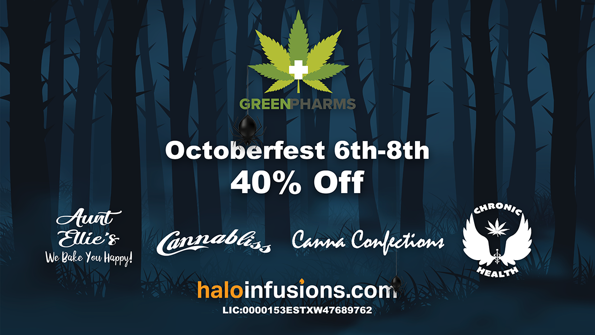 GreenPharms Octoberfest Green Pharms Octoberfest 40 off Halo Infusions products digital ad