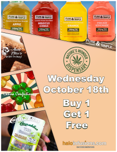 October Dispensary Specials 2023 Natures Wonder Wednesday October 18th BOGO on all Halo Infusions