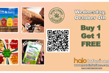 Nature's Wonder Wednesday October 4th BOGO Natures Wonder Wednesday October 4th BOGO all halo infusions products digital ad. tucson edibles. best edibles in arizona