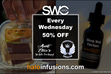 SWC Prescott Every Wednesday 50% Off SWC Prescott Every Wednesday digital ad October Halo Infusions. tucson edibles. best edibles in arizona