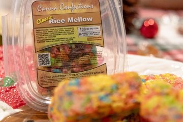 Tis the Season Canna Confections Classic Rice Mellow Santa Plate - halo infusions. full spectrum. best edibles in arizona. tucson edibles